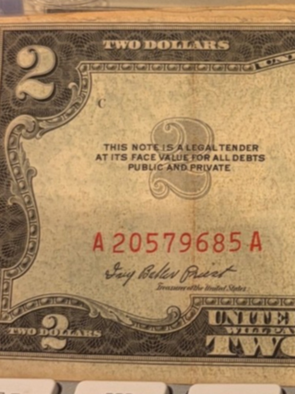 1953 2 Two Dollar Red Seal U.S. Bank Note #206577421476